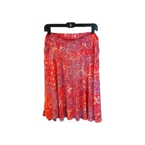 George Comfortable Stretch Knit Pink, Orange & White Snakeskin Skirt Women's L
